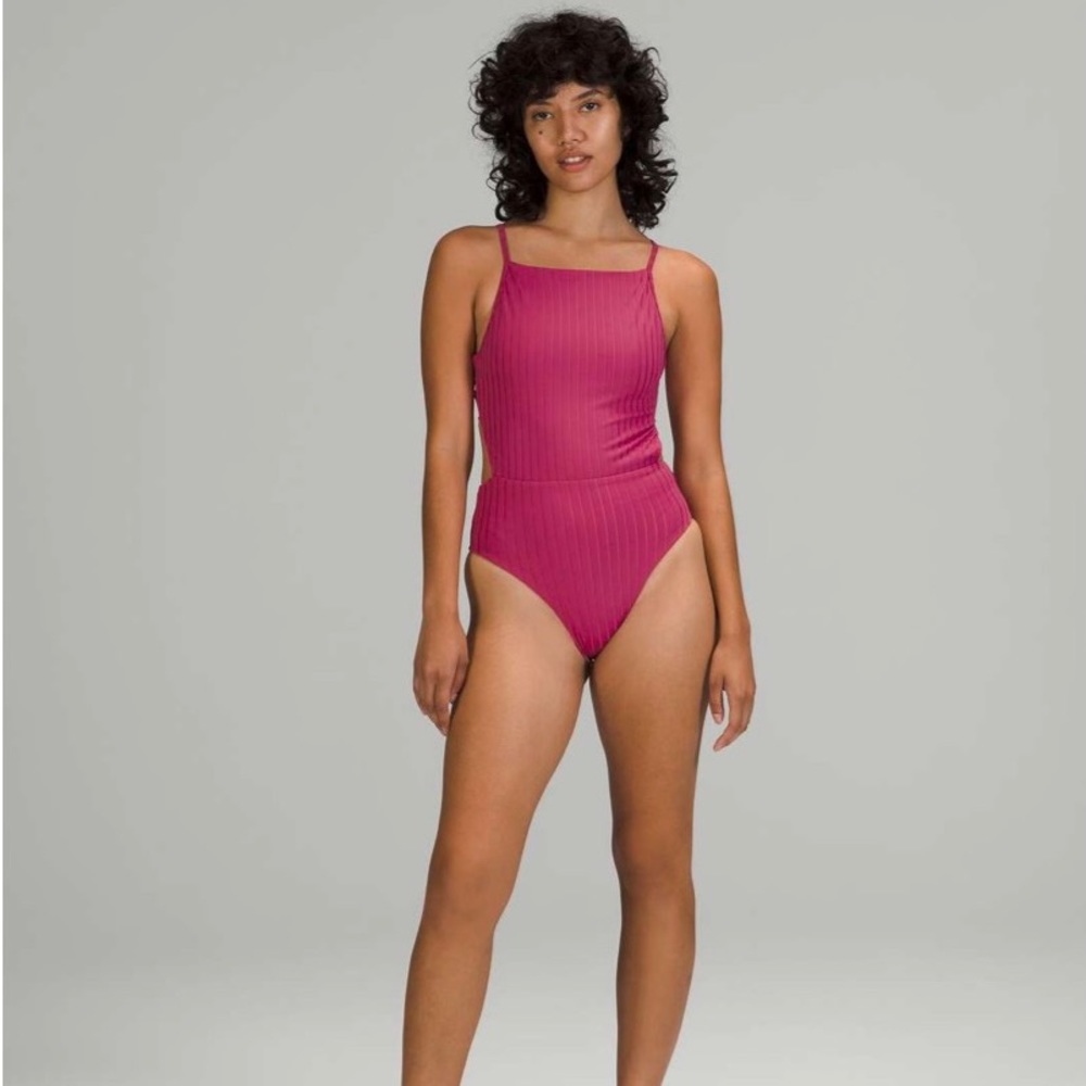 Lululemon Ribbed High-Neck Cross-Back One-Piece